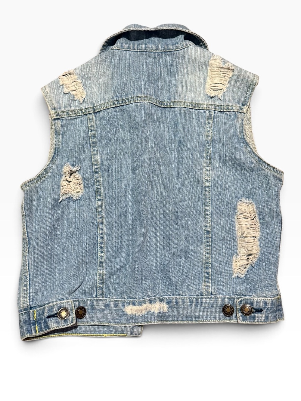 Rue21 Y2K Light Blue Distressed Denim Vest - Picture 2 of 5